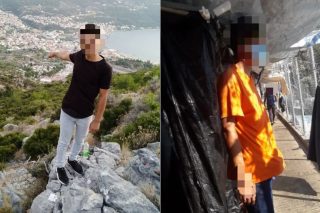 Αριστερά, ο νεαρός Αφγανός πάνω από την πόλη της Σάμου και δεξιά, μέσα στο ΚΥΤ του νησιού, λίγες ώρες πριν επαναπροωθηθεί στην Τουρκία